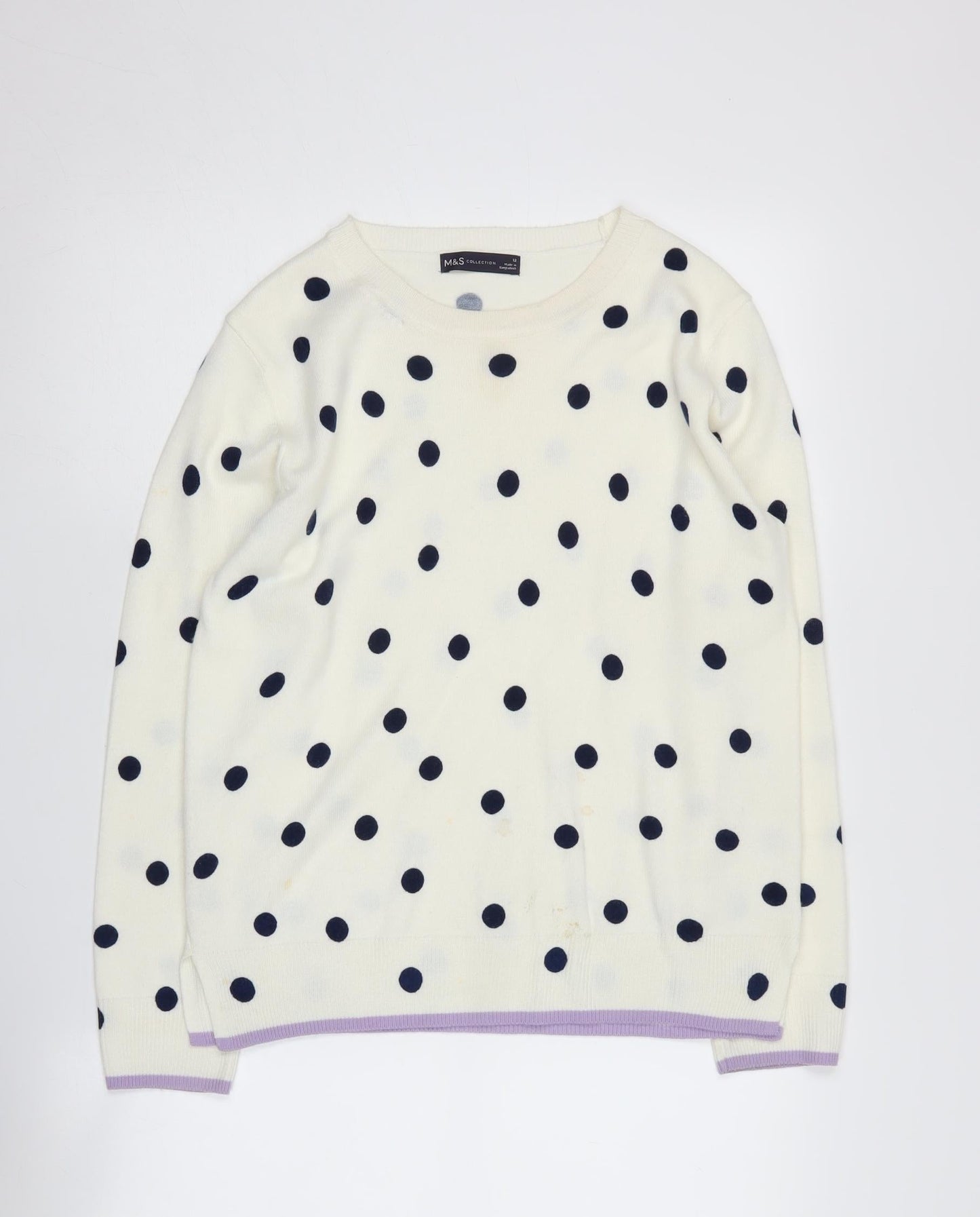 Womens UK Size 12 Marks and Spencer White Pullover Jumper