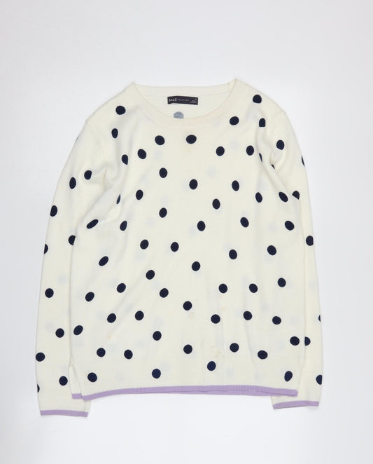 Womens UK Size 12 Marks and Spencer White Pullover Jumper