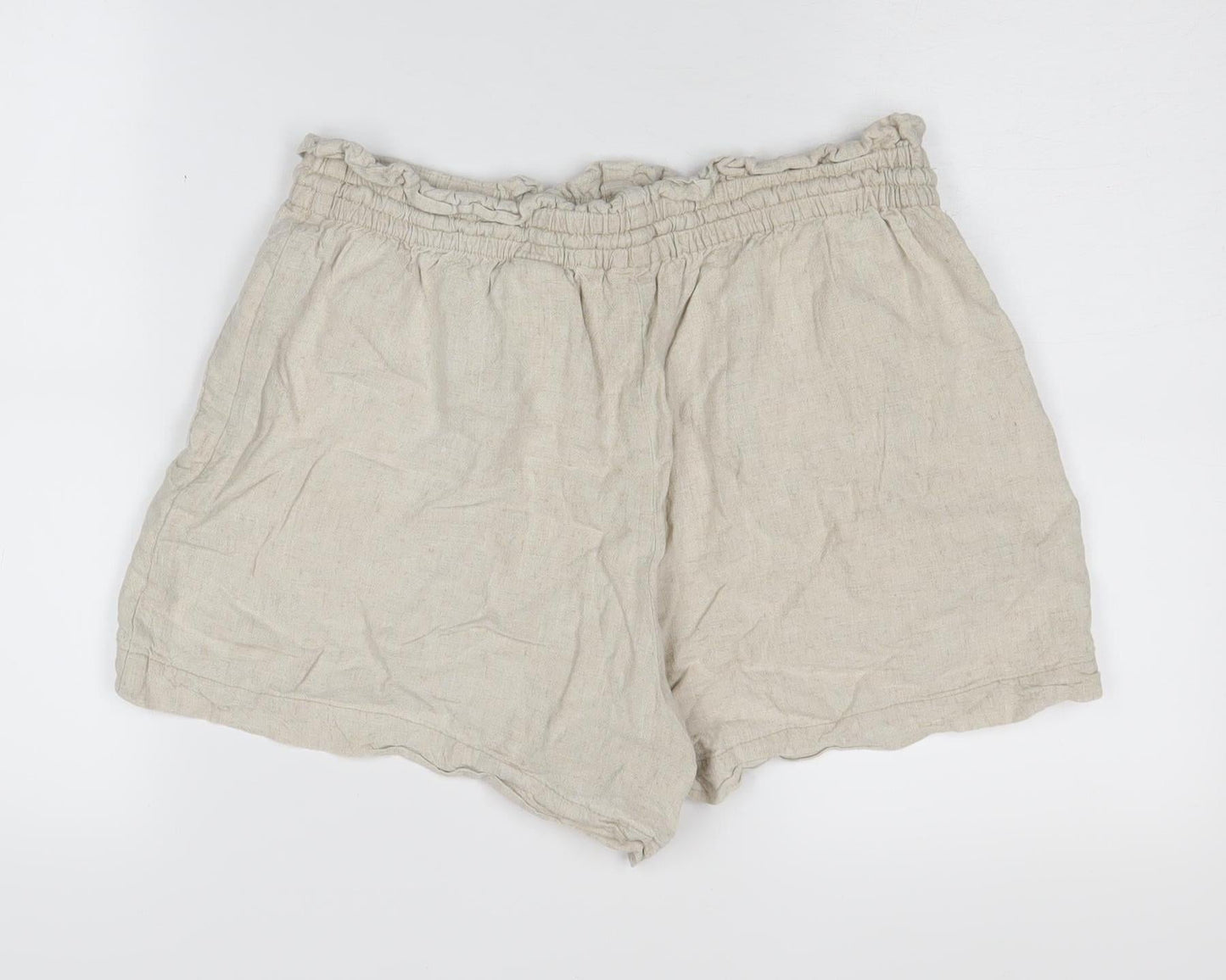 H&M Women's Beige Paperbag Shorts M Relaxed Fit