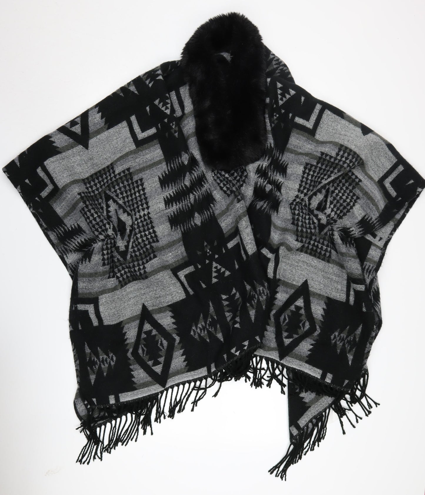 Womens UK Size One Size Quiz Black Cape Jumper