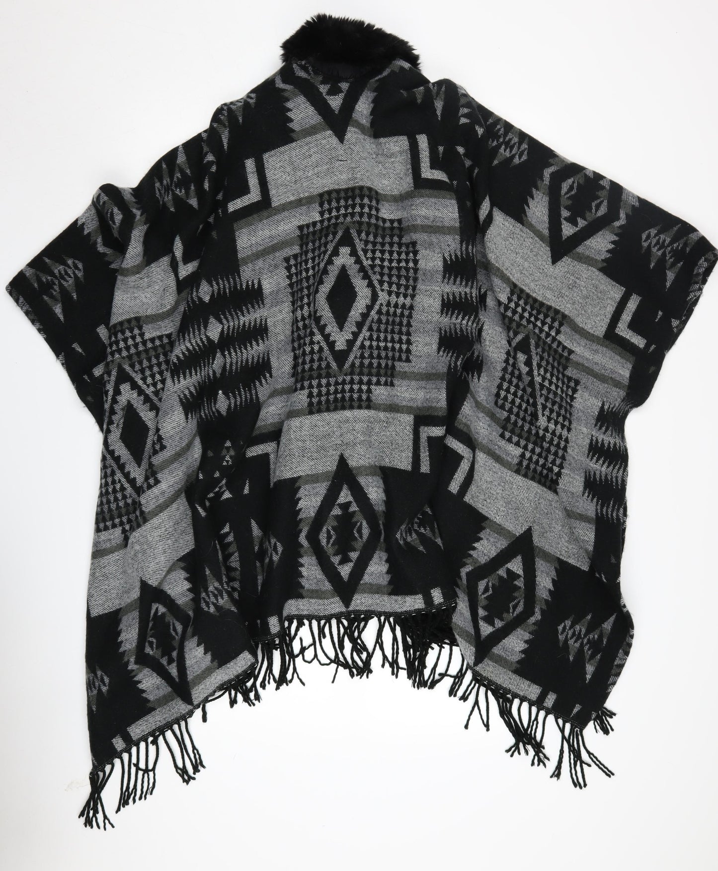 Womens UK Size One Size Quiz Black Cape Jumper