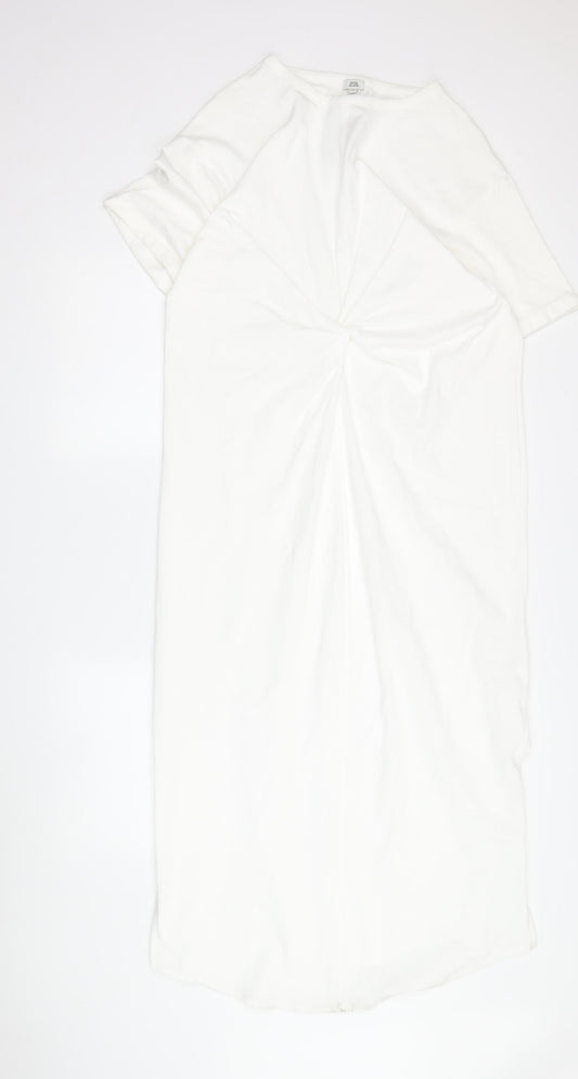 River Island Women’s White Dress Size 12 Cotton Casual