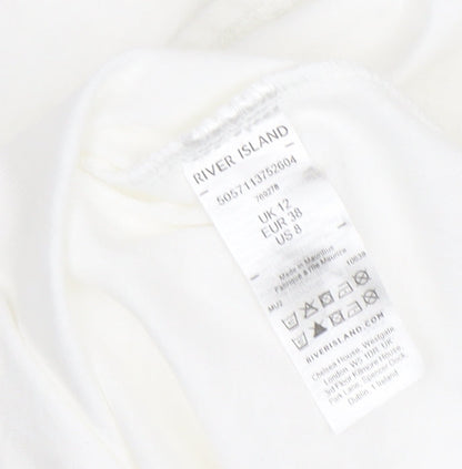 River Island Women’s White Dress Size 12 Cotton Casual