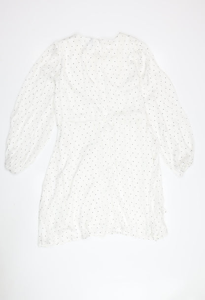 Y.A.S Women's White Midi Dress - L, Polka Dot Fit & Flare