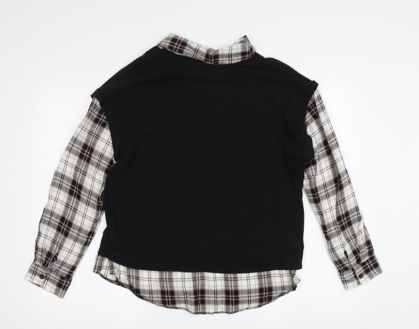 Womens UK Size 10 New Look Black Cropped Button-Up