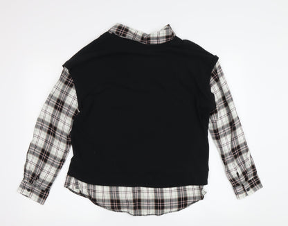 Womens UK Size 10 New Look Black Cropped Button-Up