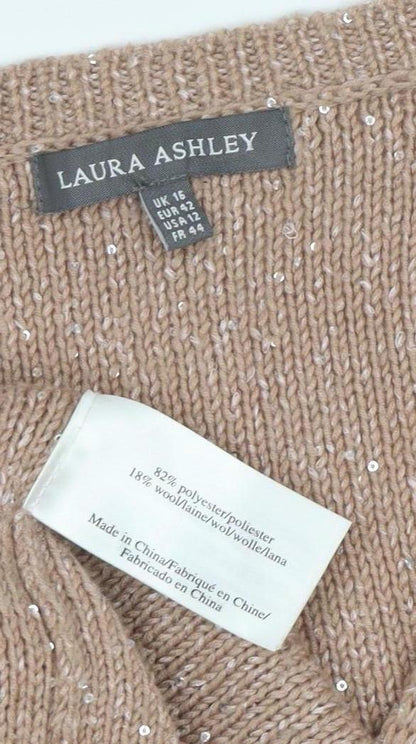 Womens UK Size 16 Laura Ashley Beige Pullover Jumper