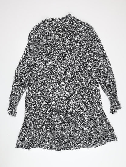Marks and Spencer Floral Shift Dress, Size 12, Black