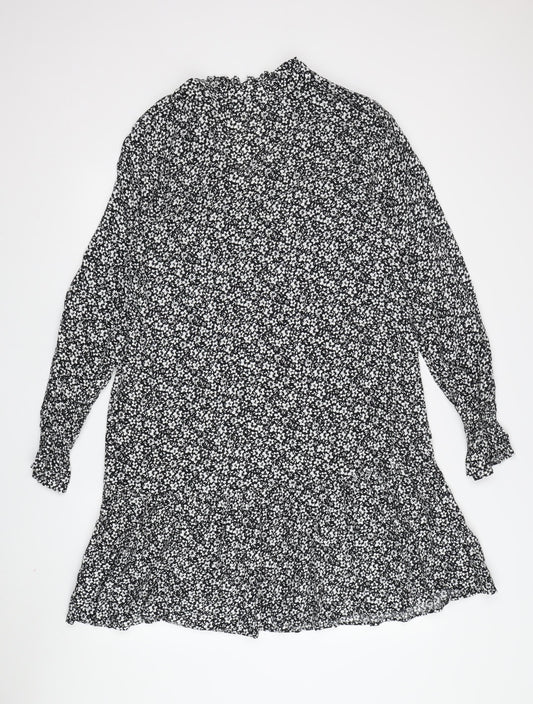 Marks and Spencer Floral Shift Dress, Size 12, Black