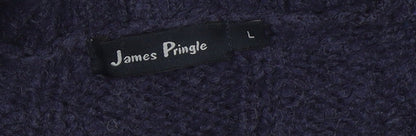 James Pringle Men's Blue Cardigan, Size L, Cable-Knit