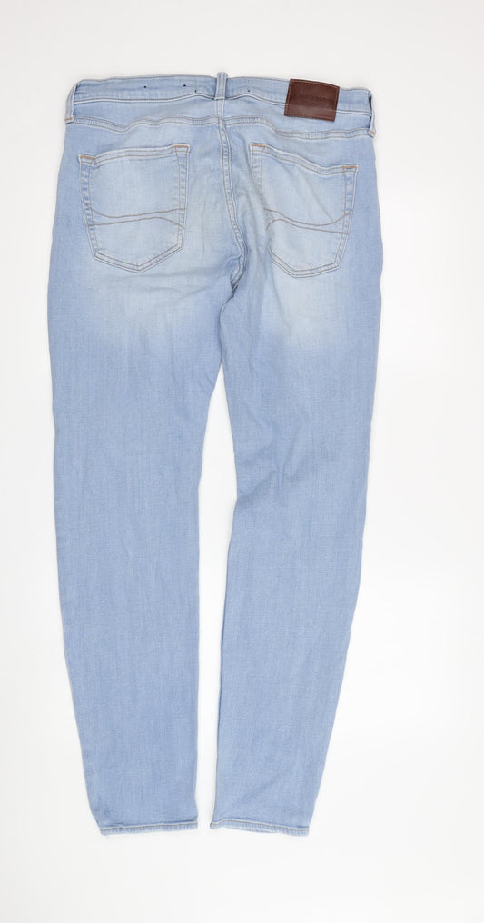 Hollister Men's Blue Distressed Skinny Jeans Size 34