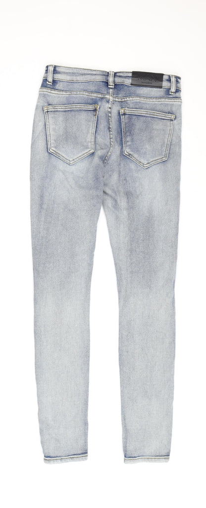 BoohooMAN Blue Skinny Jeans, Mens Size 30, Distressed