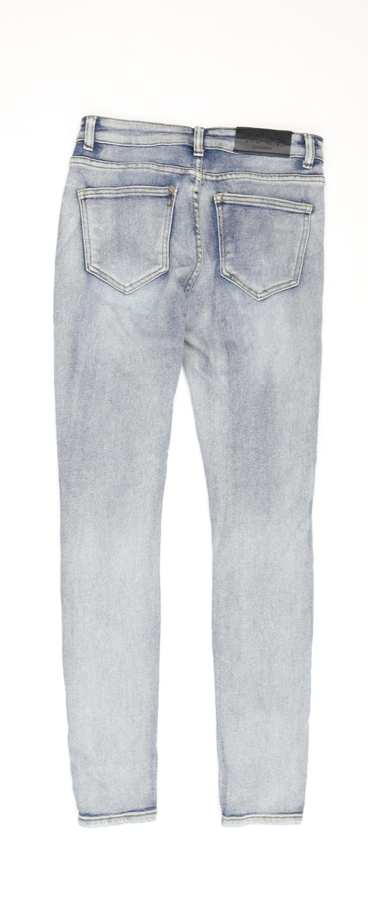 BoohooMAN Blue Skinny Jeans, Mens Size 30, Distressed