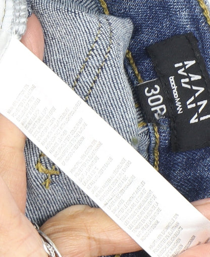 BoohooMAN Blue Skinny Jeans, Mens Size 30, Distressed