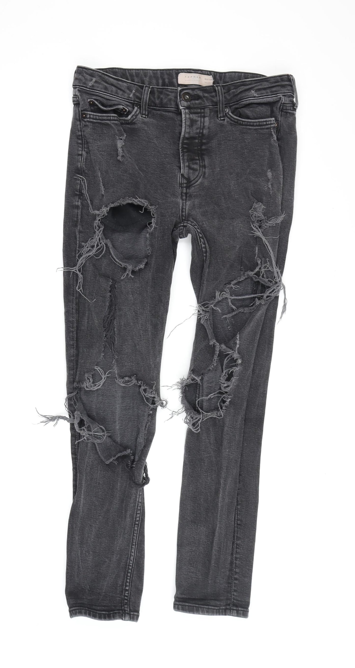 Mens UK Size 32 Topman Slim Fit Skinny Black Jeans
