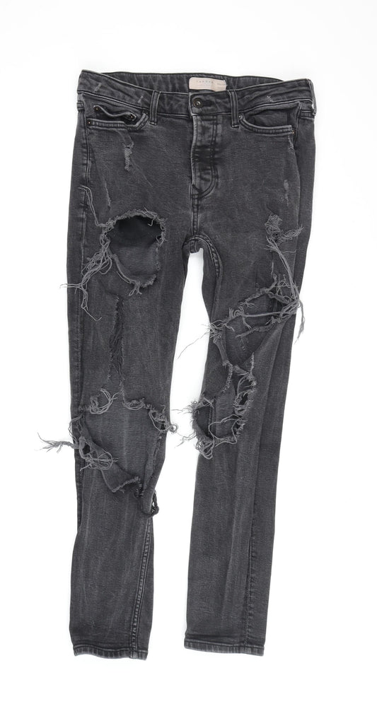 Mens UK Size 32 Topman Slim Fit Skinny Black Jeans