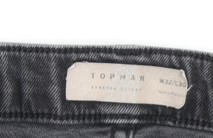 Mens UK Size 32 Topman Slim Fit Skinny Black Jeans