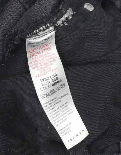 Mens UK Size 32 Topman Slim Fit Skinny Black Jeans