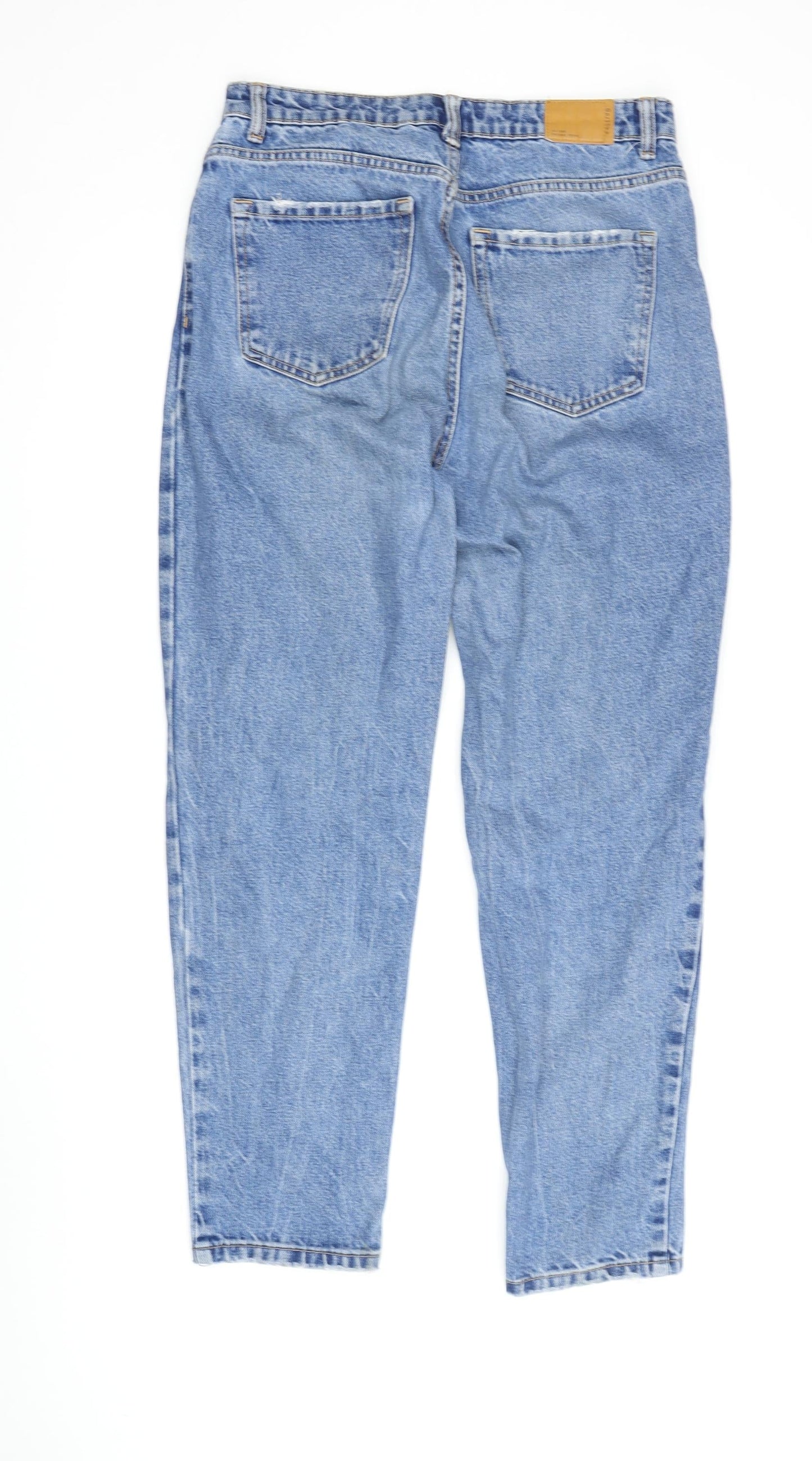 Bershka Women's Blue Mom Jeans, Size 10, Distressed