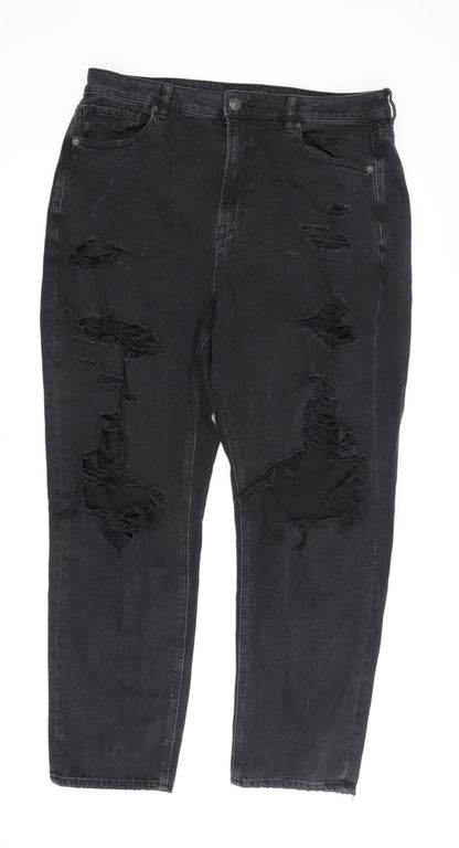 American Eagle Men’s Black Distressed Straight Jeans