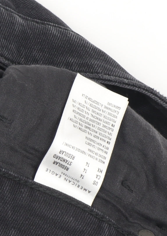 American Eagle Men’s Black Distressed Straight Jeans