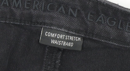 American Eagle Men’s Black Distressed Straight Jeans