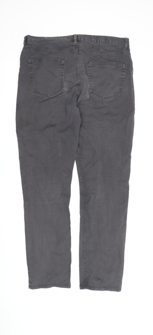 H&M Men's Grey Slim Jeans, Size M, Mid-Rise Comfort