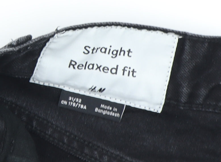 H&M Men's Black Relaxed Straight Jeans Size 32