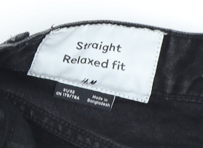 H&M Men's Black Relaxed Straight Jeans Size 32