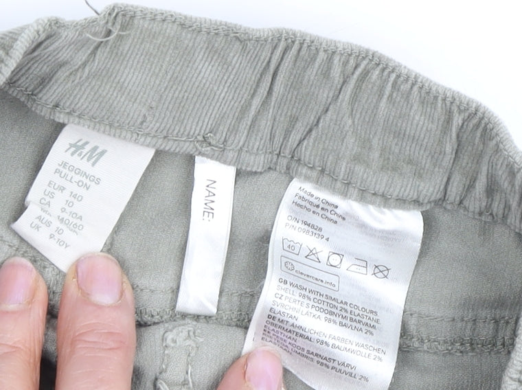 H&M Girls Green Jegging Elastic Waist Trousers Size 10