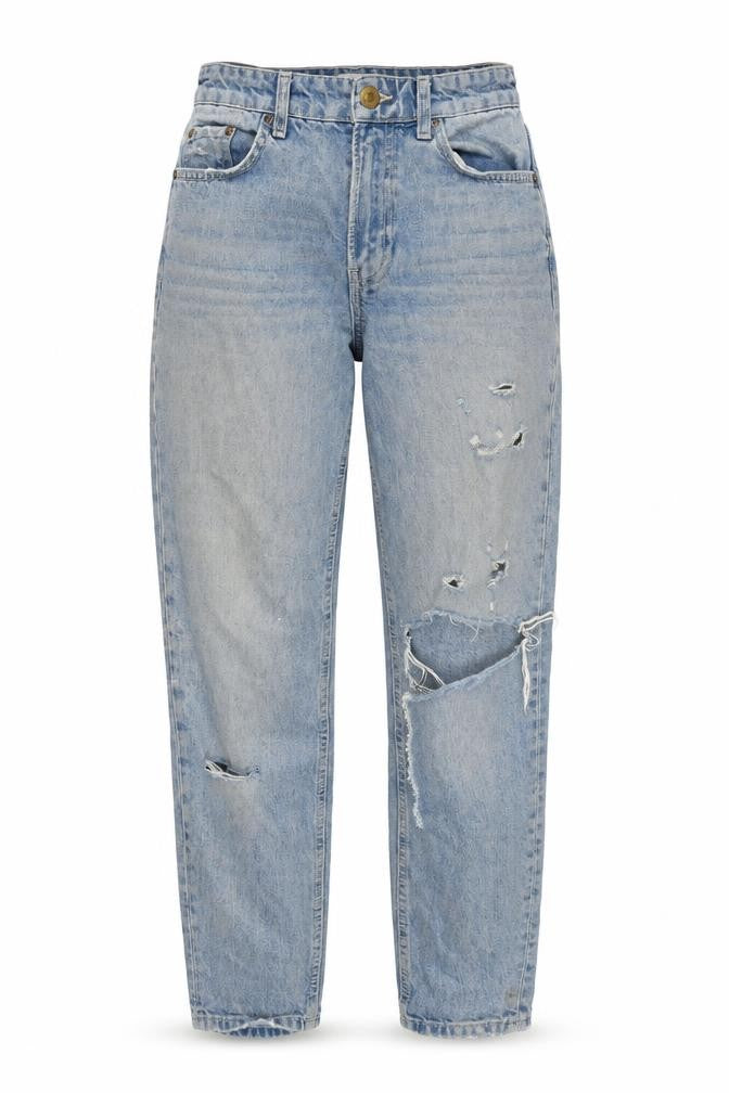 Womens UK Size L River Island Relaxed Fit Mom Blue Jeans