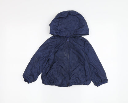 Gap Girls Blue Polka Dot Hooded Rain Coat 3 Years