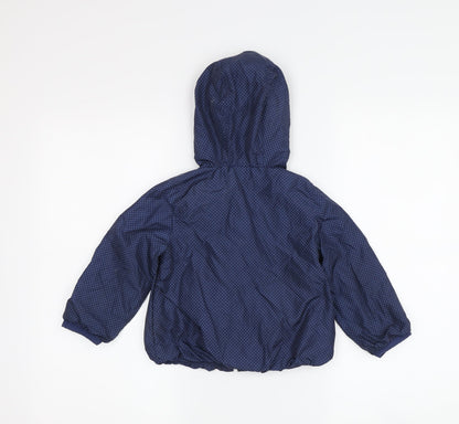 Gap Girls Blue Polka Dot Hooded Rain Coat 3 Years