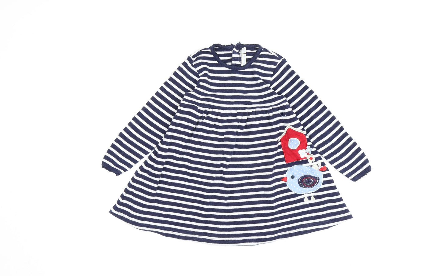 Charming Girls Blue Striped A-Line Dress, 12-18 Months