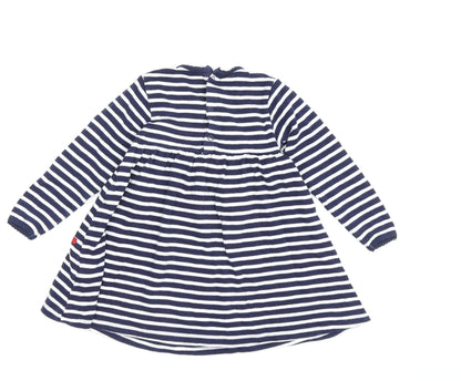 Charming Girls Blue Striped A-Line Dress, 12-18 Months