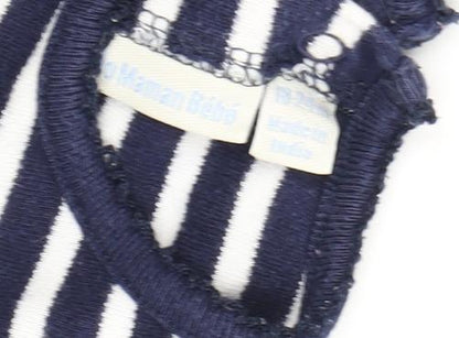 Charming Girls Blue Striped A-Line Dress, 12-18 Months