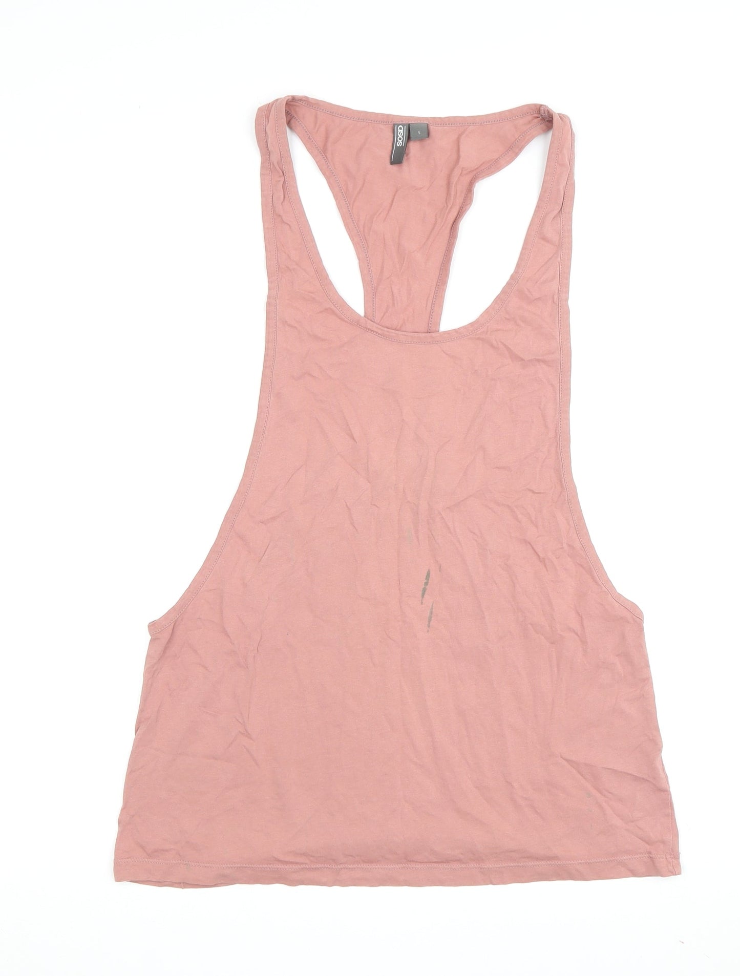 ASOS Men's Pink Tank Top S Scoop Neck Basic Fit