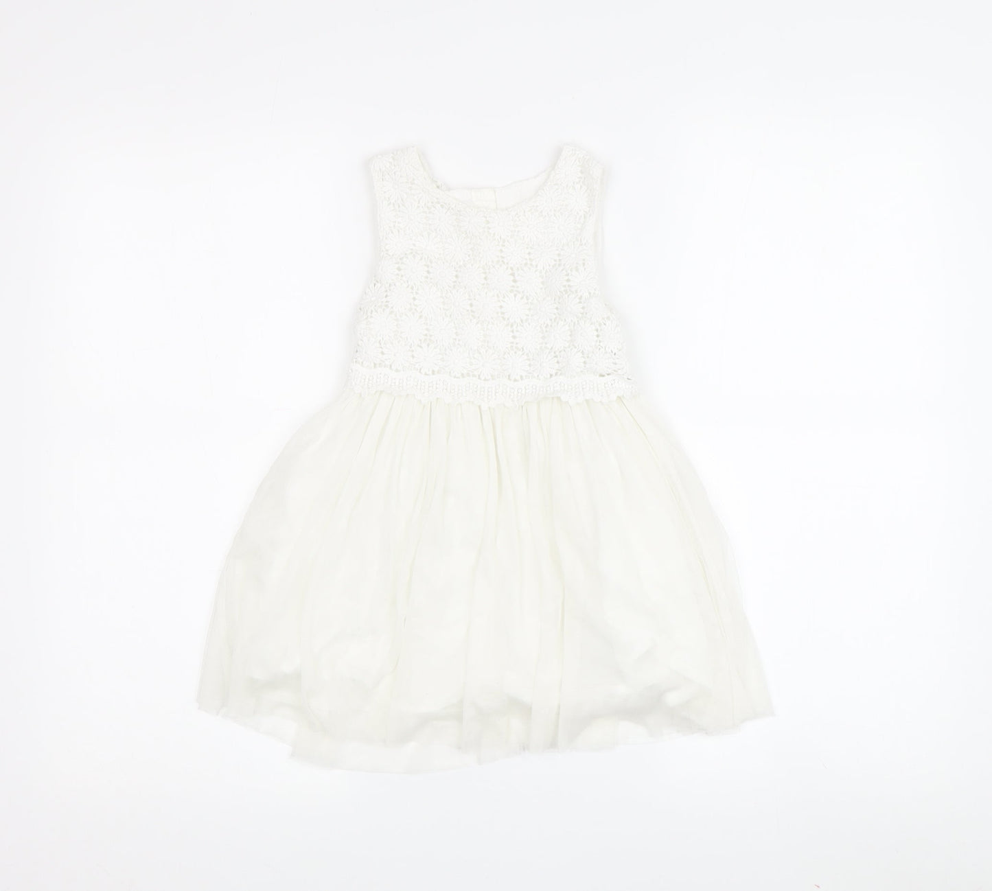 Matalan Girls White Lace A-Line Party Dress 2-3 Years