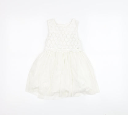 Matalan Girls White Lace A-Line Party Dress 2-3 Years