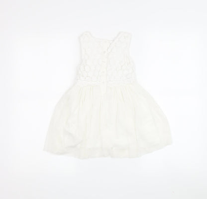 Matalan Girls White Lace A-Line Party Dress 2-3 Years