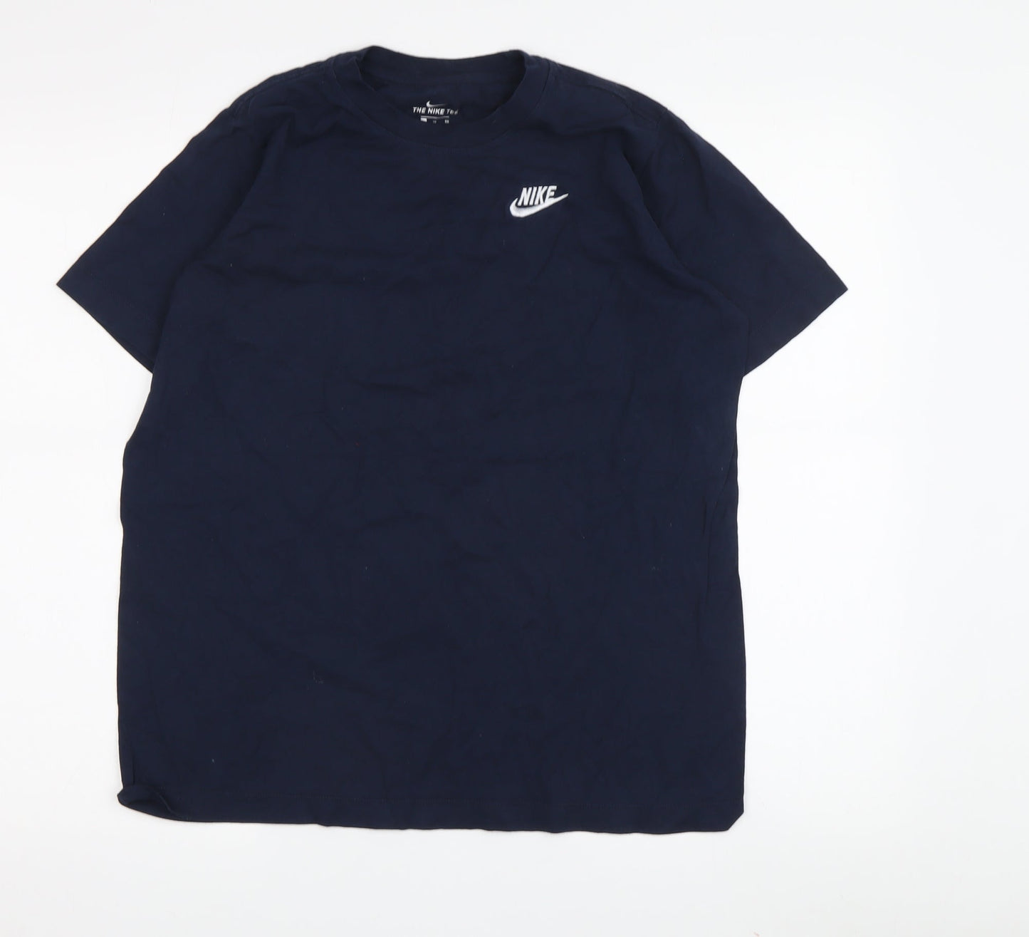 Nike Men's Blue Crew Neck T-Shirt, Size M, Logo Accent
