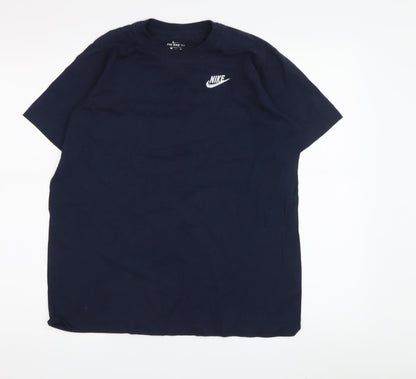 Nike Men's Blue Crew Neck T-Shirt, Size M, Logo Accent