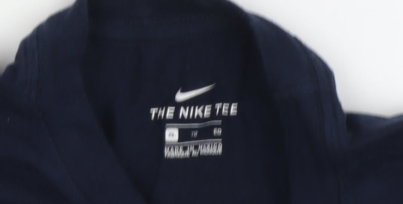 Nike Men's Blue Crew Neck T-Shirt, Size M, Logo Accent