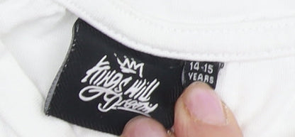 Kings Will Dream Boys White Logo T-Shirt, 14-15 Years, Casual