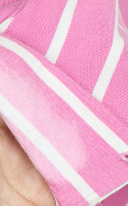 Karl Kertess Men's Pink Striped Polo, Medium, Short Sleeve