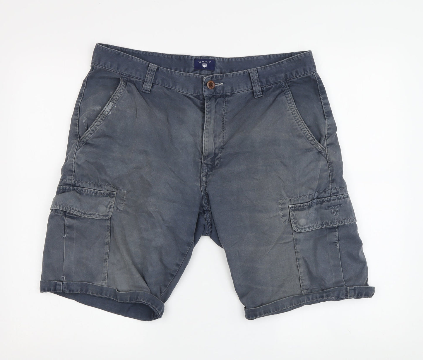 Gant Men's Blue Cargo Shorts, Size 32, Casual Comfort