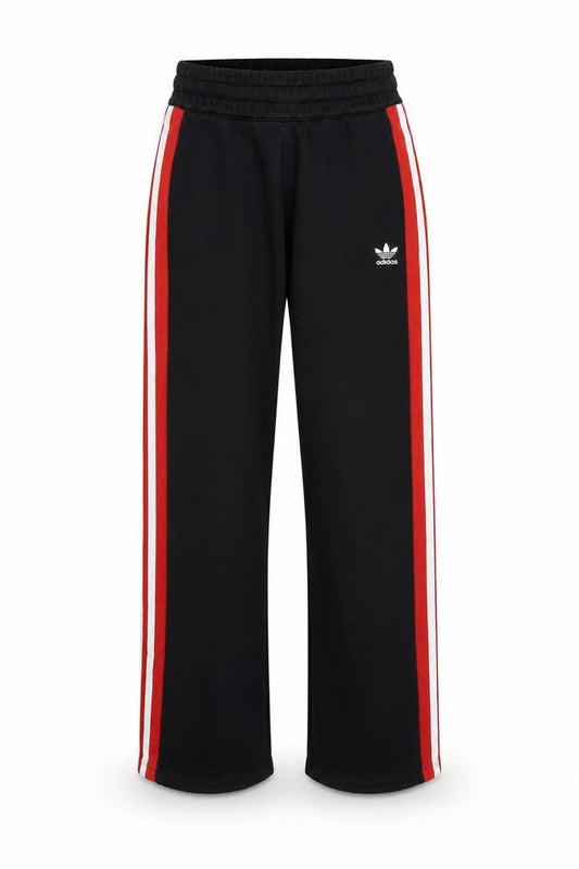 Front view of Adidas boys’ black track pants s - elastic waist, side stripe