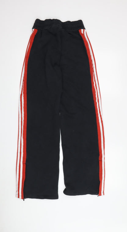 Adidas Boys Black Track Pants S - Elastic Waist, Side Stripe