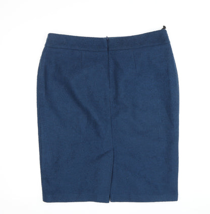 Marks and Spencer Women's Blue Wool Pencil Skirt Size 14