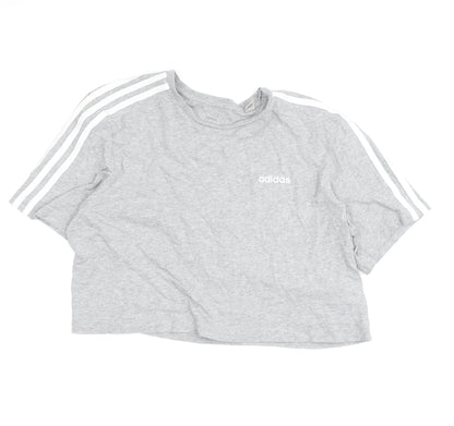 Womens UK Size L adidas Grey Cropped T-Shirt